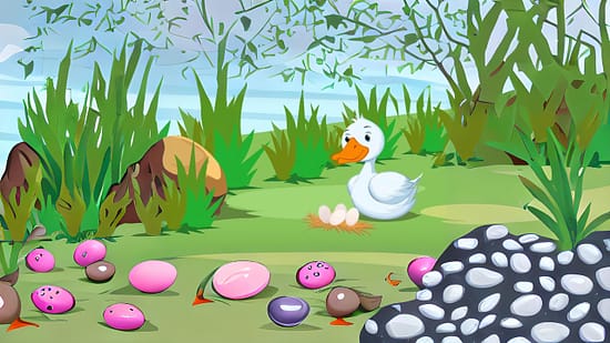duck and its eggs